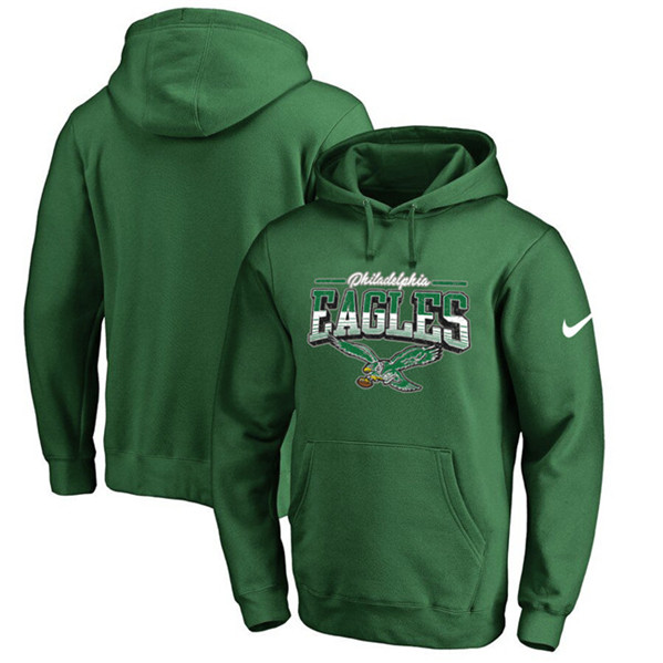 Men's Philadelphia Eagles Green Sideline Pullover Hoodie - Click Image to Close